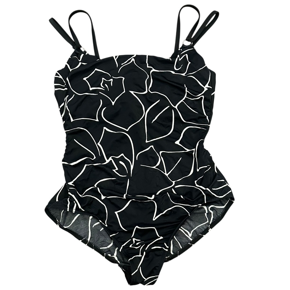Miraclesuit Womens 16 One Piece Swimsuit Black White Floral‎ Underwire 68750